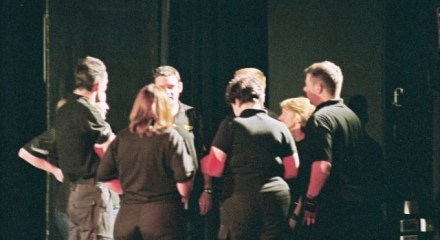 Simpol Staging in action...well, having a team talk, "hands up who wants doughnuts".