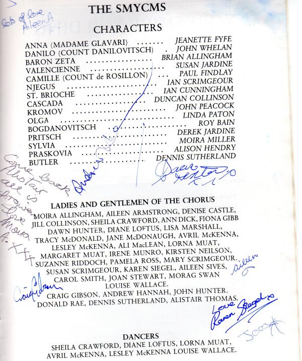 Cast List Merry Widow 1984